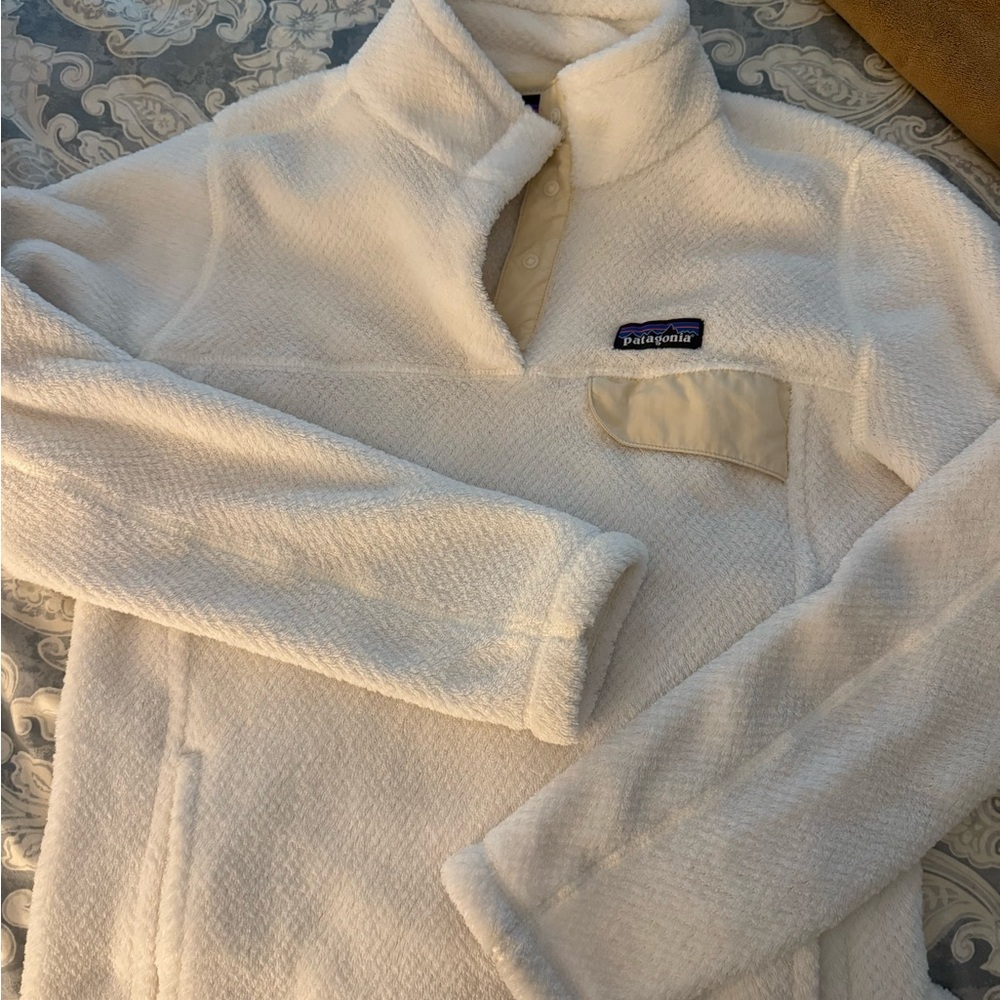 Patagonia Cream Snap-Placket Fleece Jacket